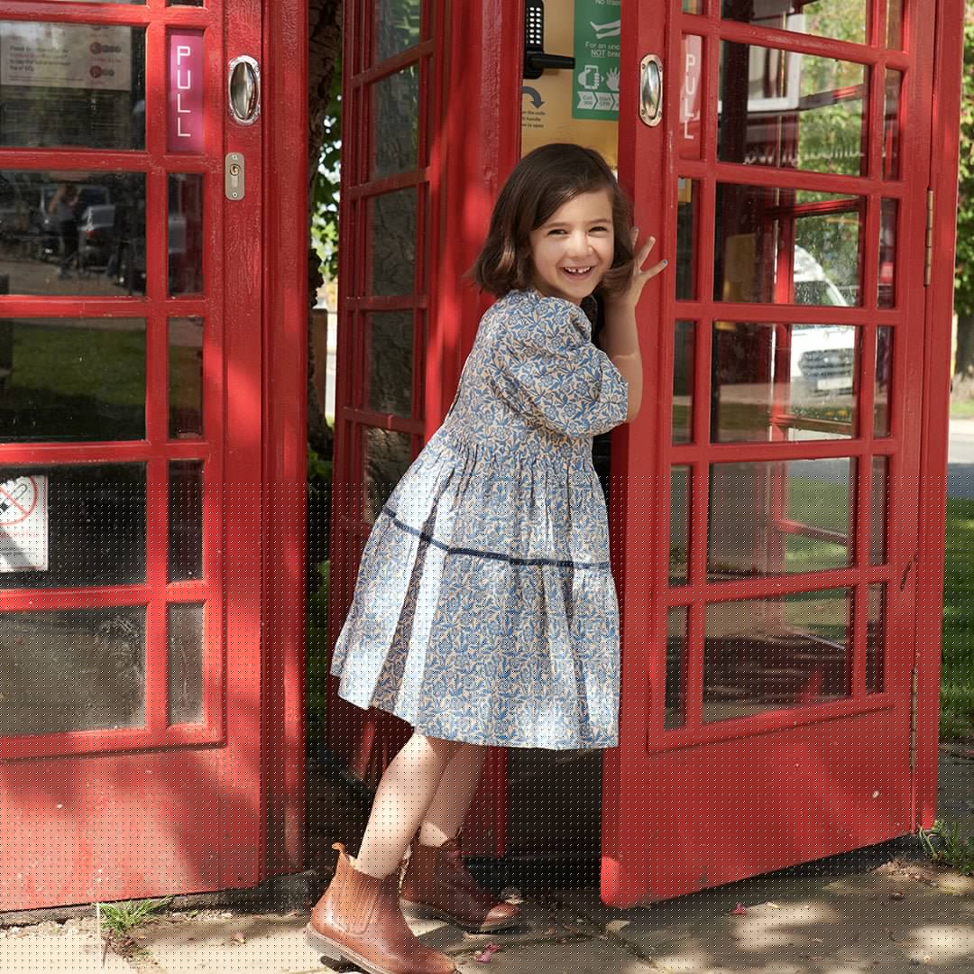 Girls Maribelle Dress - Blue Climbing Floral | Pink Chicken