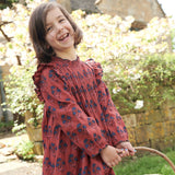 Girls Jaipur Dress - Red Autumn Strawflower | Pink Chicken