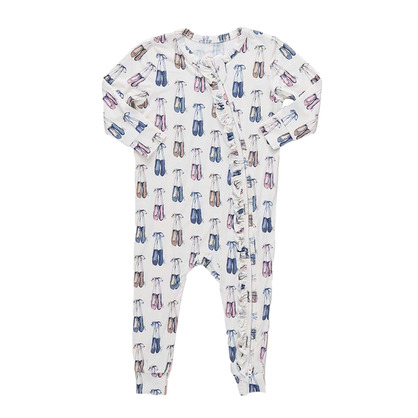 そ*ん様 house on the hill ballet rompers Baby Girls Ruffle Bamboo Romper - Ballet Slippers – Pink Chicken