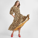 Womens Pintuck Indira Dress - Gold Wax Floral