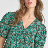 Womens Valentina Dress - Green Wax Floral