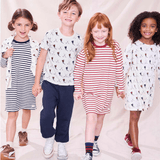 Hopscotch Long Sleeve Dress - Dark Red Stripe | Pink Chicken