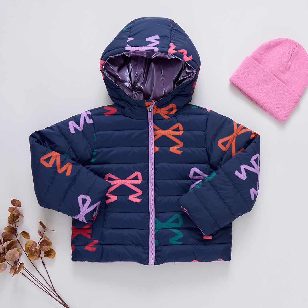 Girls Reversible Riley Jacket - Multi Bows | Pink Chicken