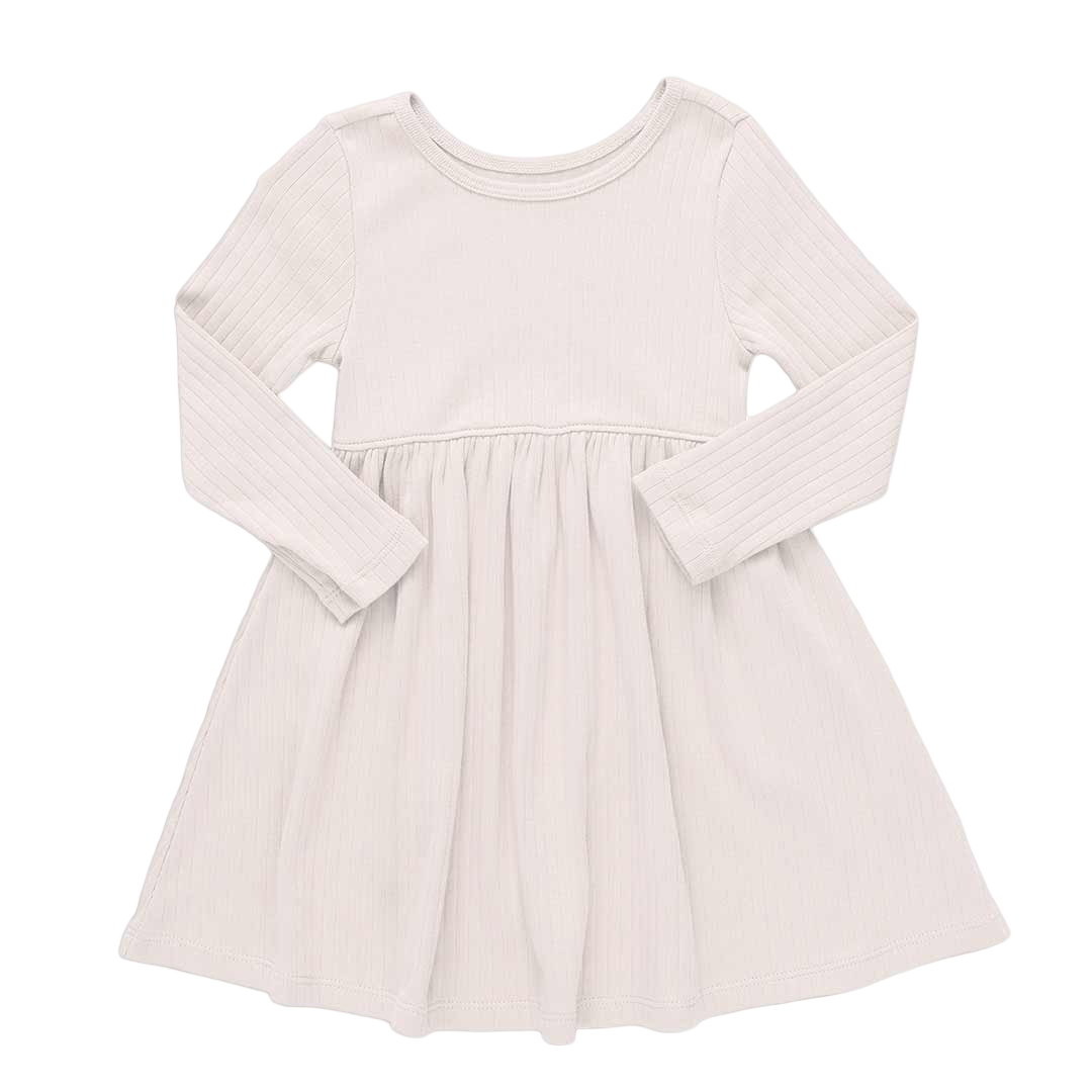 Sunny Long Sleeve Rib Dress - Cream Sunny Long Sleeve Rib Dress - Cream