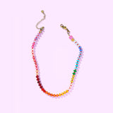 Roxy Beaded Necklace - Rainbow + Red
