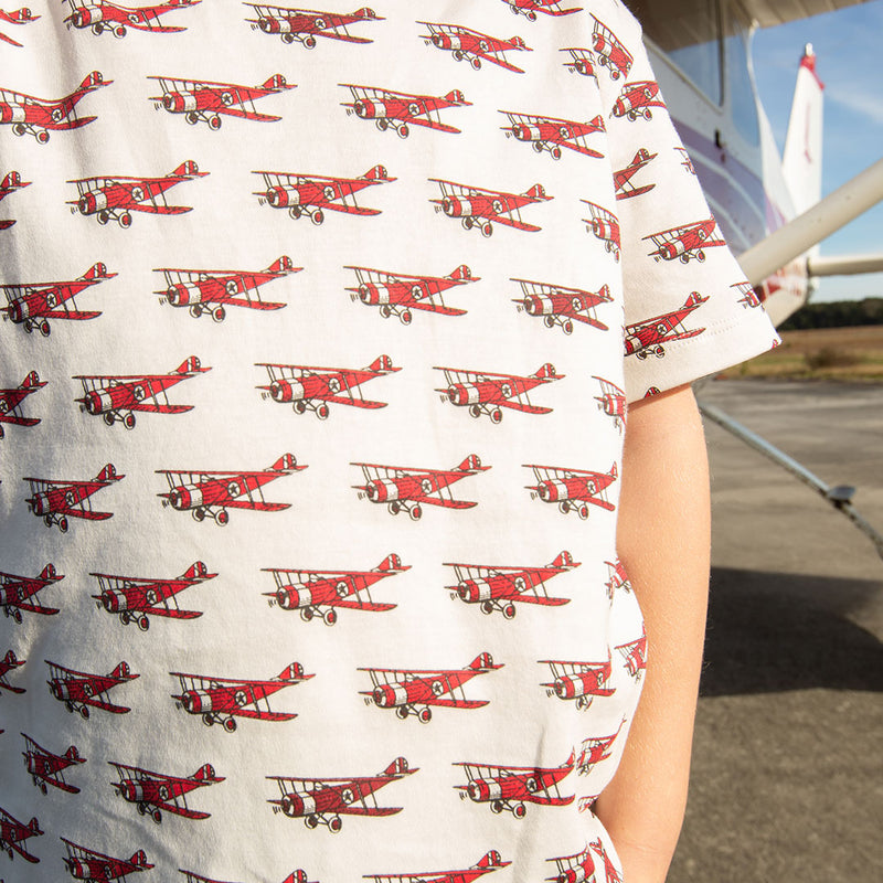 Baby Organic Tee - Red Airplanes