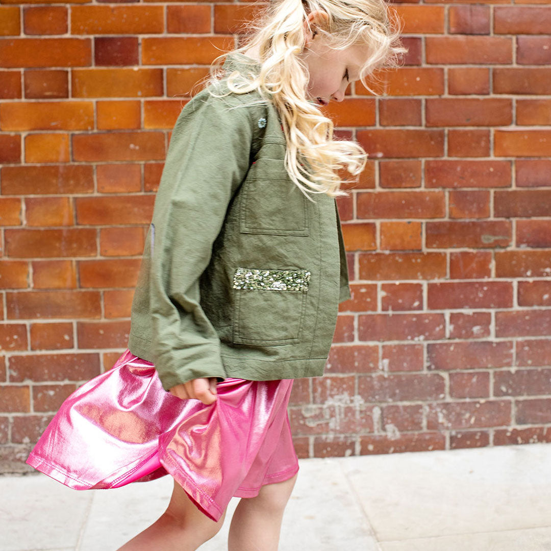 Chicken Four Clover – Army Girls Pink Leaf Jacket -