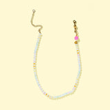 Maggie Beaded Necklace - White Opals + Multi-Colored