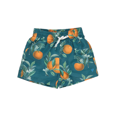 Baby Boys Swim Trunk - Green Botanical Oranges