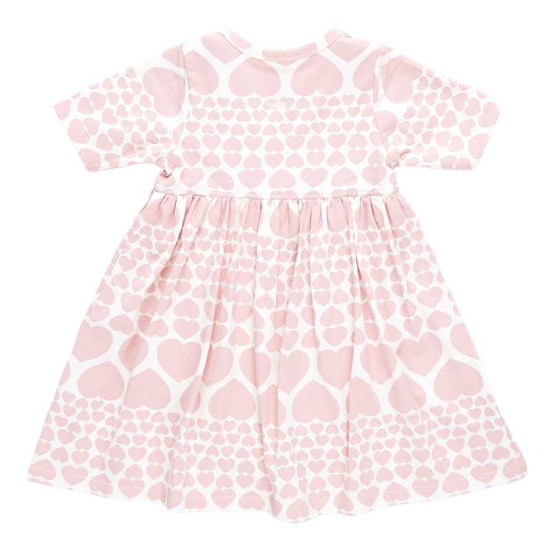 Baby Girls Organic Steph Dress - Pink Cascading Hearts