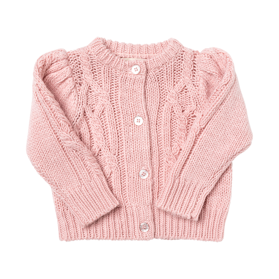 Baby Girls Cable Constance Sweater - Rose