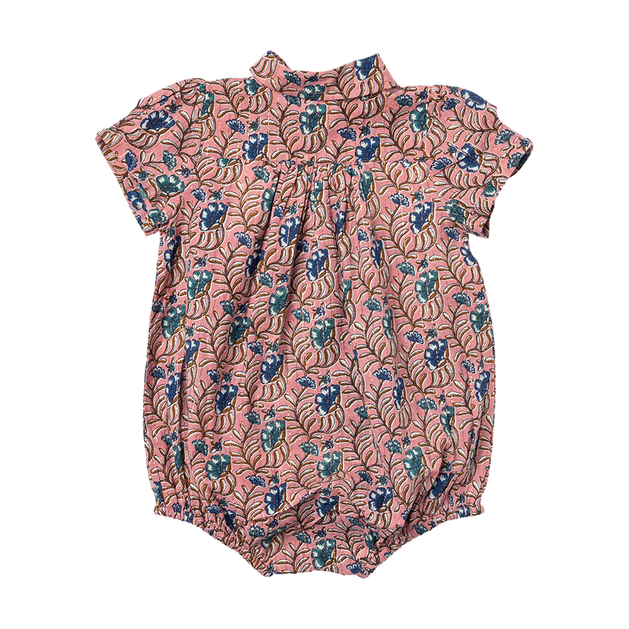 Baby Girls Petal Collar Bodysuit- Mauveglow Vine Floral