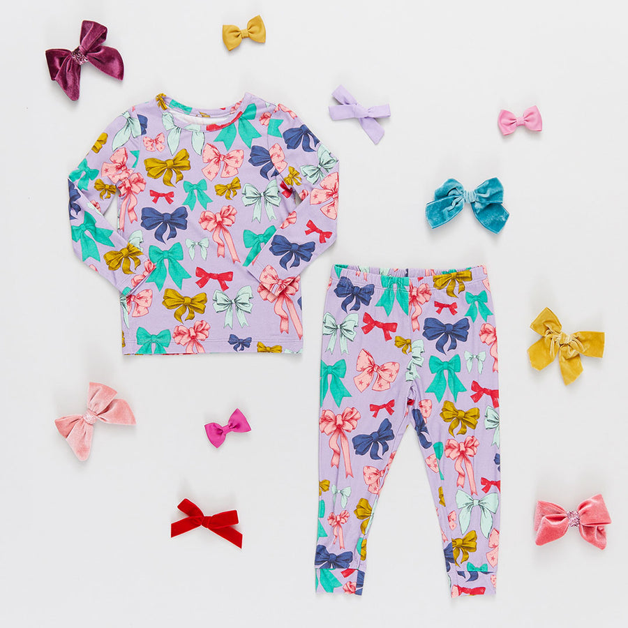 Kids Bamboo PJ Set - Bow Party