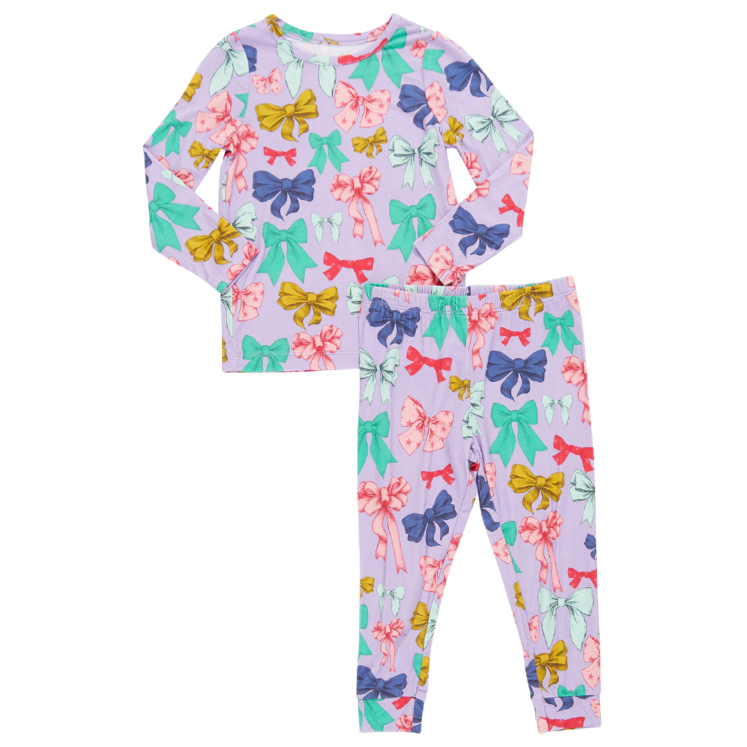Kids Bamboo PJ Set - Bow Party