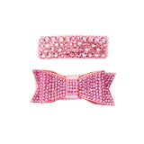 2 Pack Clip Set: Snap Clip and Bow - Pink Pearl