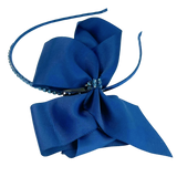 Bow Crystal Filled Headband - Navy