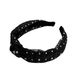 Pearly Crystal Knot Headband - Black