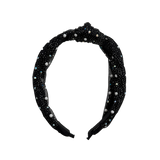 Pearly Crystal Knot Headband - Black