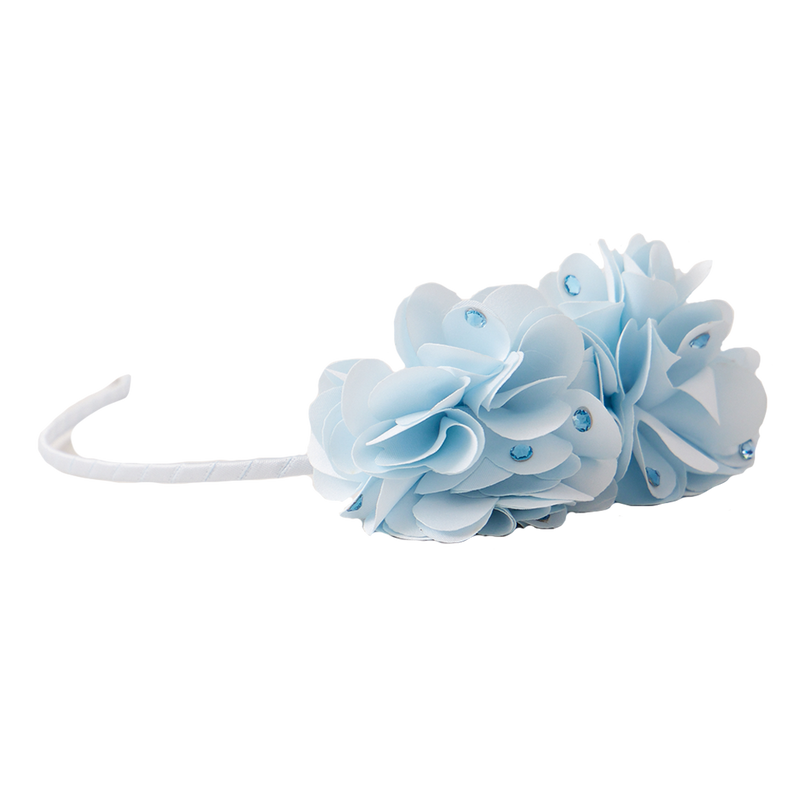Double Cloth Flower Headband - Light Blue