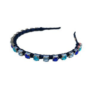 Thin Jewel Crown Headband - Blue