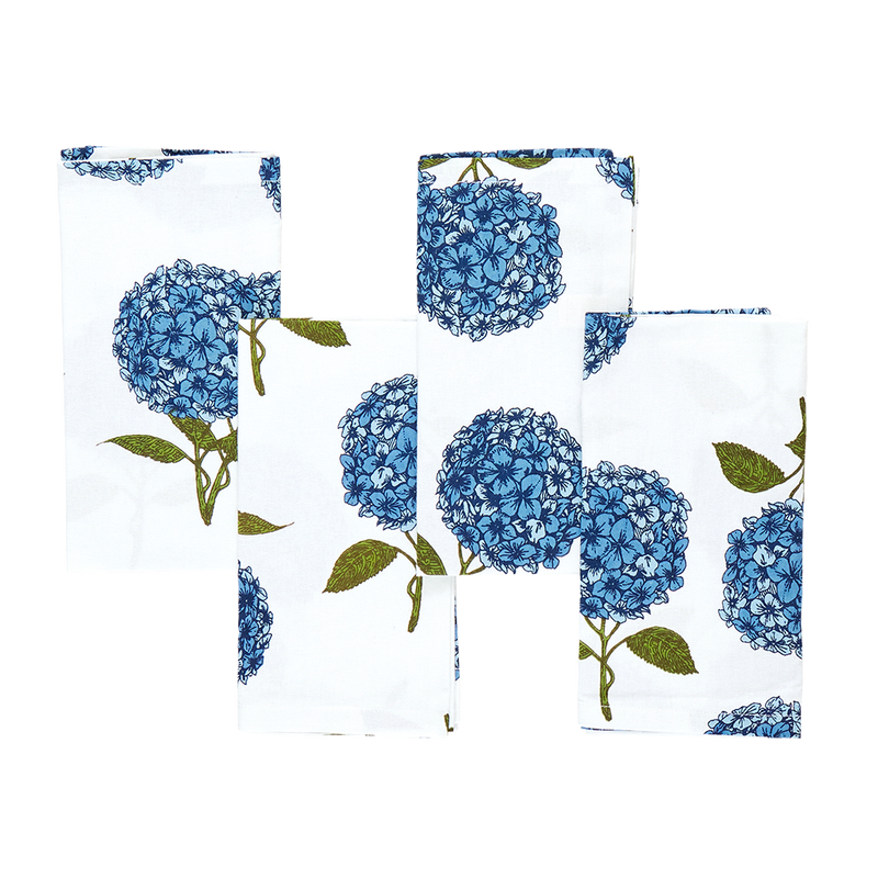 4-Pack Napkin Set - Blue Hydrangeas