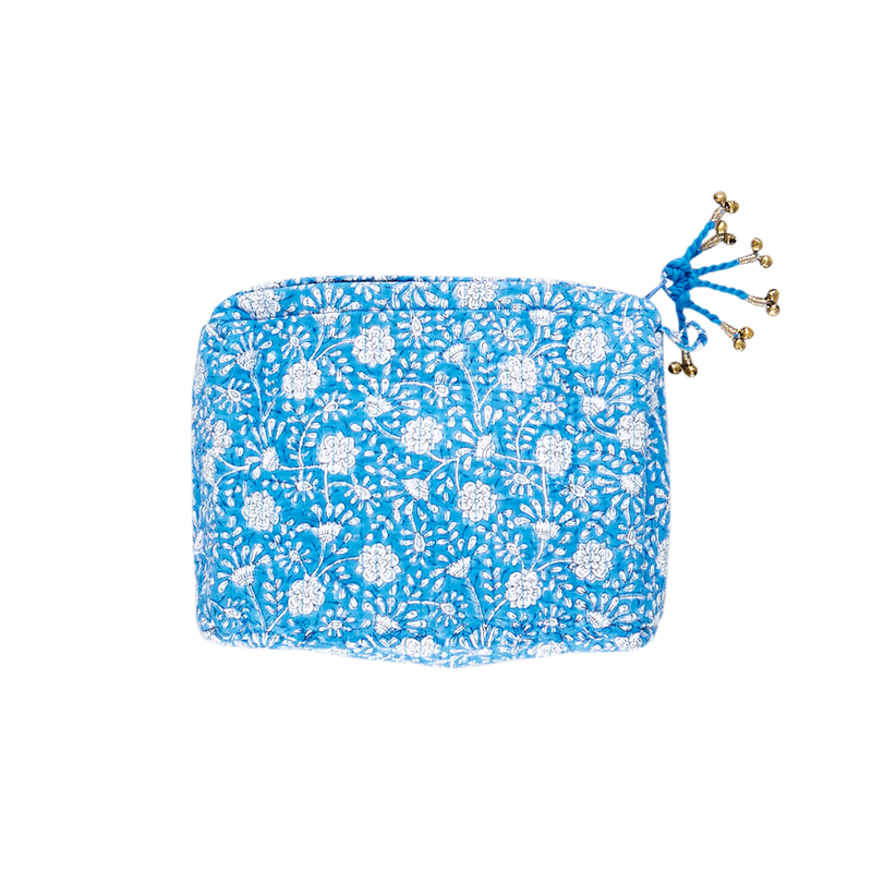 Small Quilted Pouch - Blue Garden