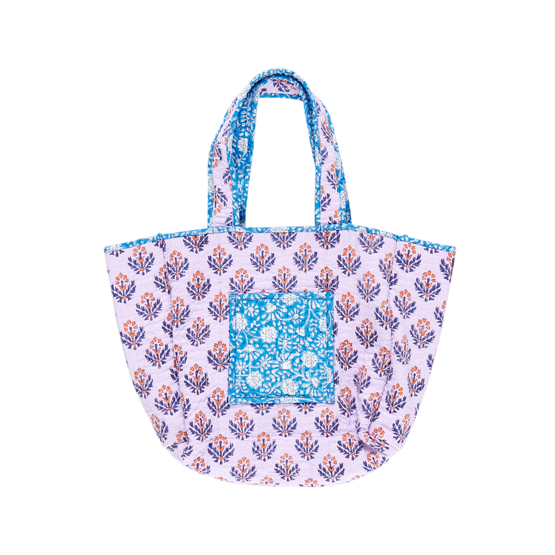 Small Reversible Quilted Tote - Blue Garden