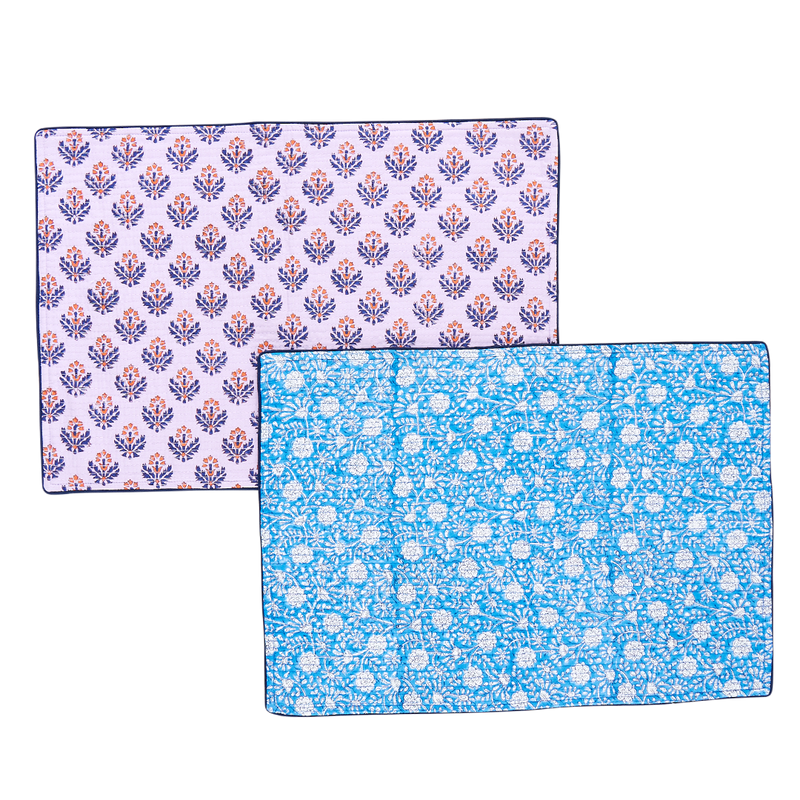 Quilted Placemat Set of 2 - Blue Garden
