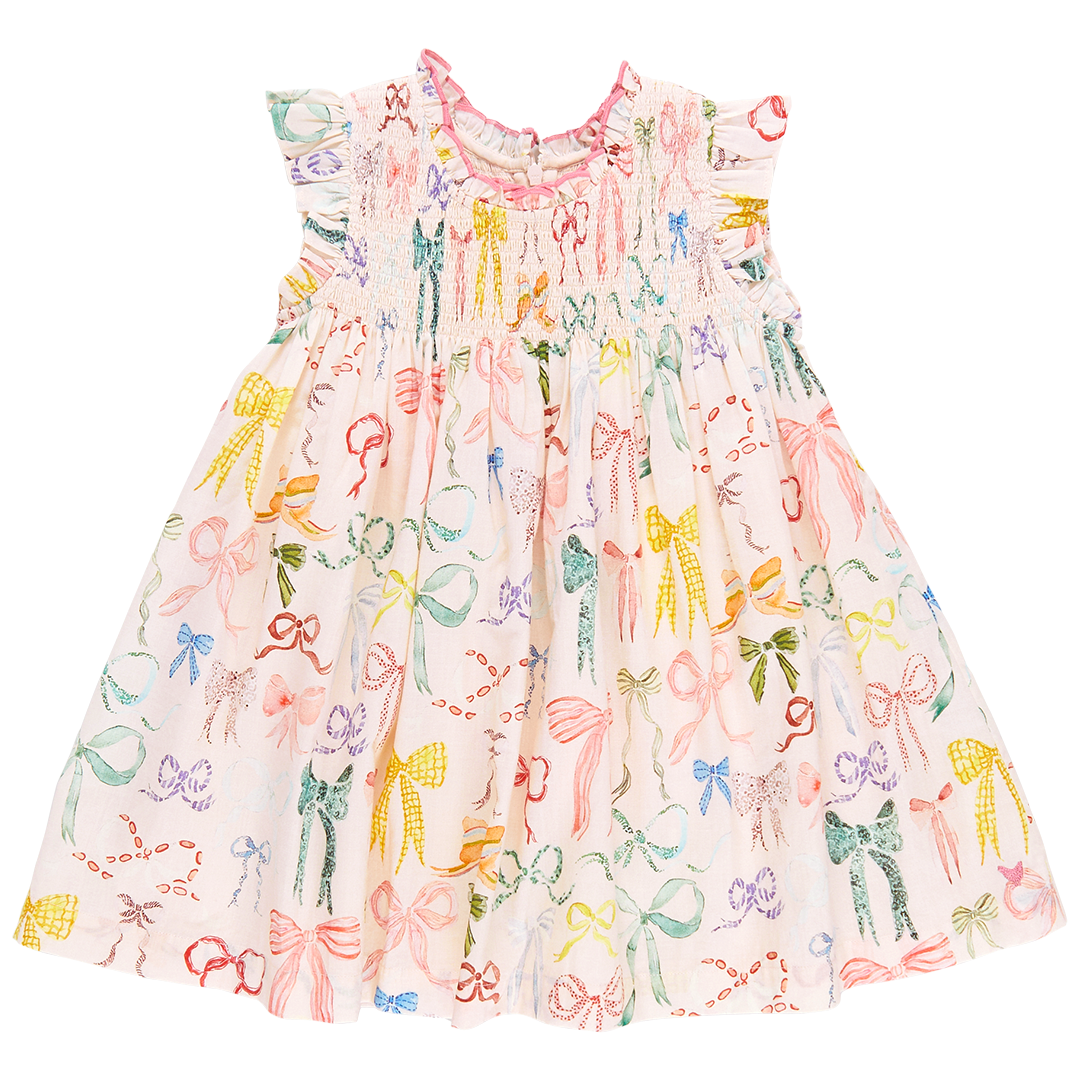 Girls Stevie Dress - Watercolor Bows – Pink Chicken