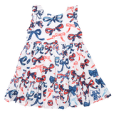 Girls Kelsey Dress - Red White and Bows