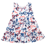 Girls Kelsey Dress - Red White and Bows