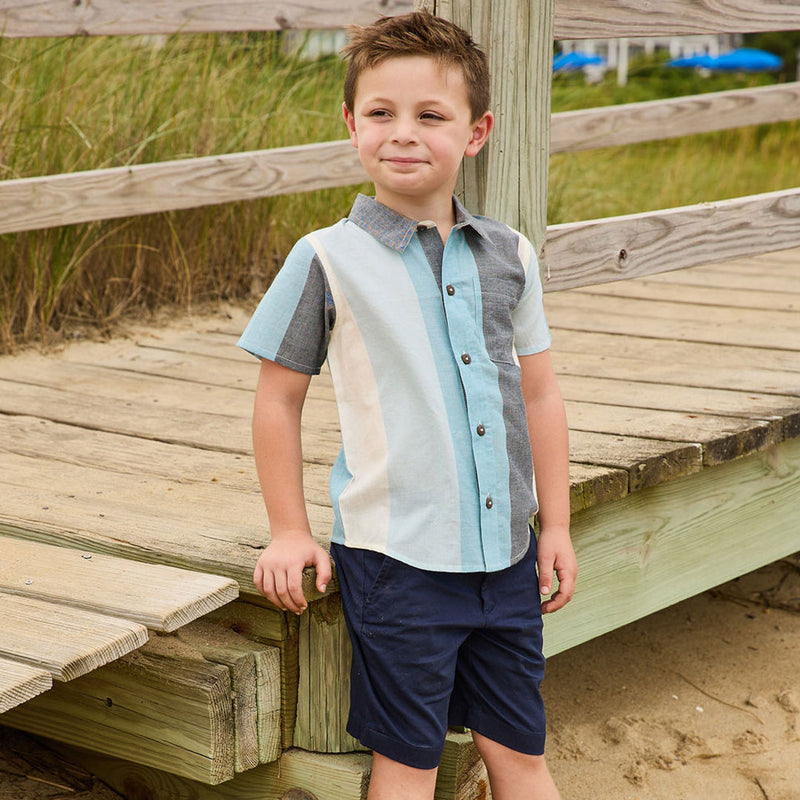 Boys Jack Shirt - Ocean Stripe