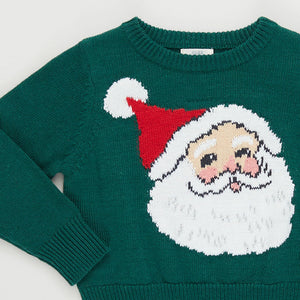 Boys Oliver Sweater - Evergreen Santa