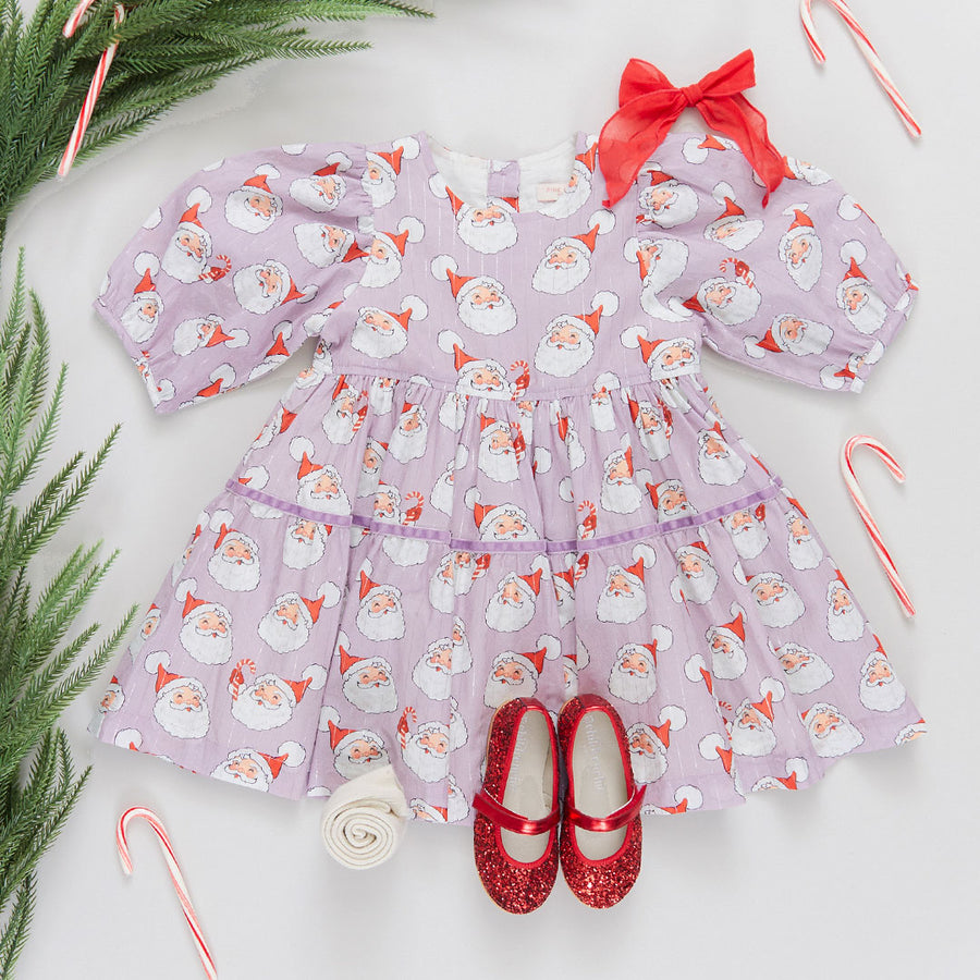 Girls Maribelle Dress - Lavender Santas
