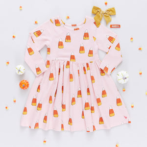 Girls Organic Steph Dress - Candy Corn