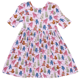 Girls Bamboo Steph Dress - Tabby Cats