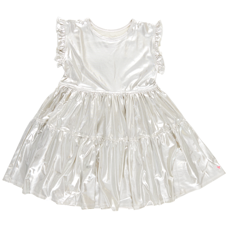 Girls Lame Polly Dress - Champagne
