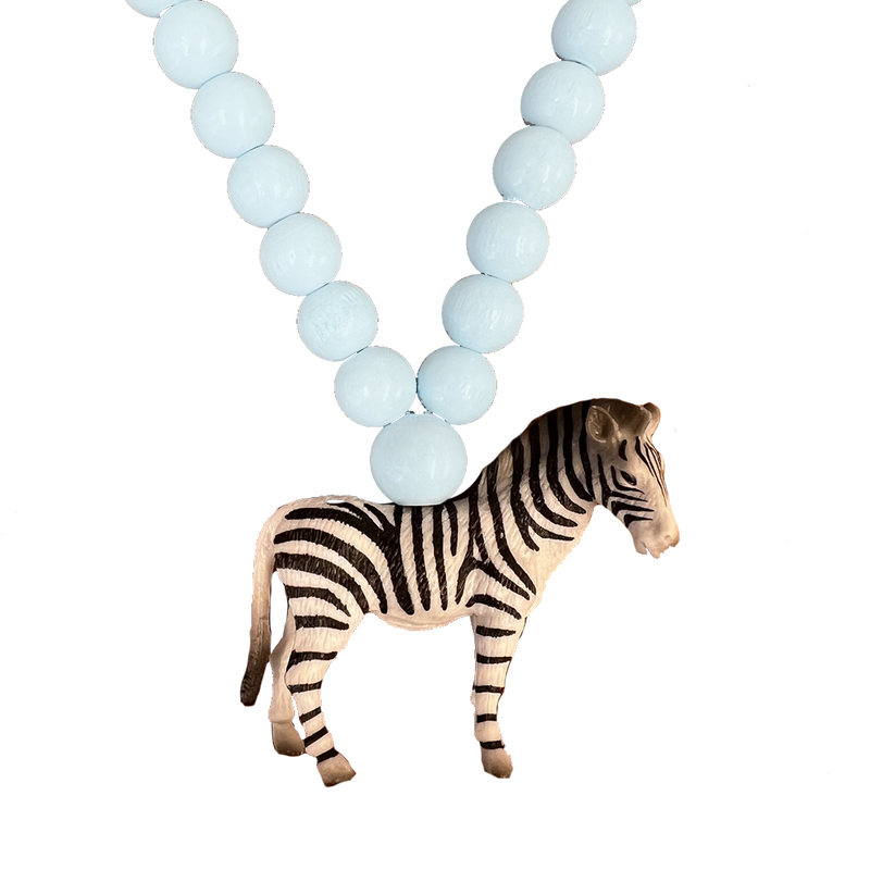 Zebra on Baby Blue Beads