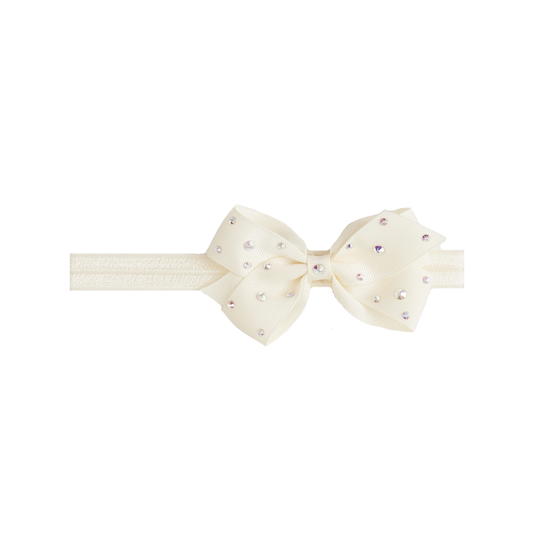 Baby Crystal Bow Headband - Ivory