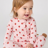 Baby Ruffle Bamboo Romper - Strawberries