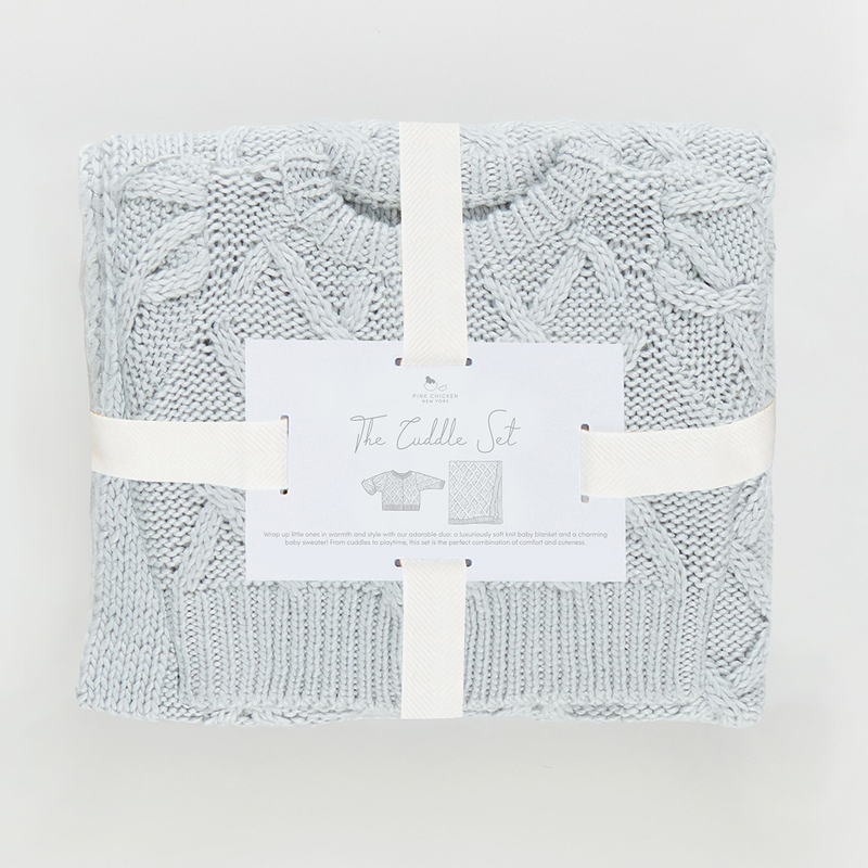 Baby Cuddle Blanket and Sweater Set - Gray