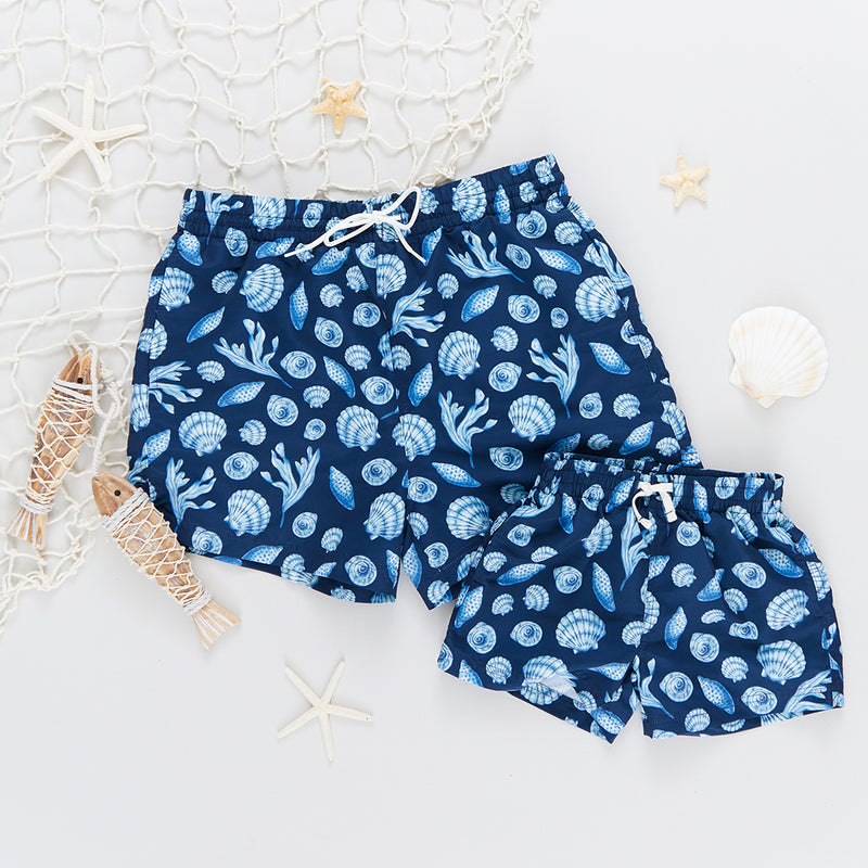 Baby Boys Swim Trunk - Blue Sea Shells