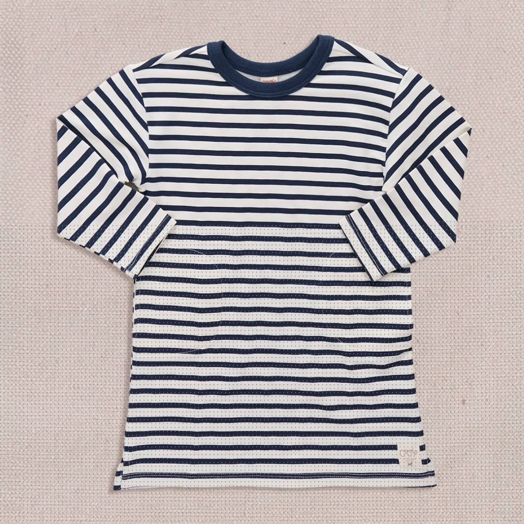 Hopscotch Long Sleeve Dress - Navy Stripe | Pink Chicken