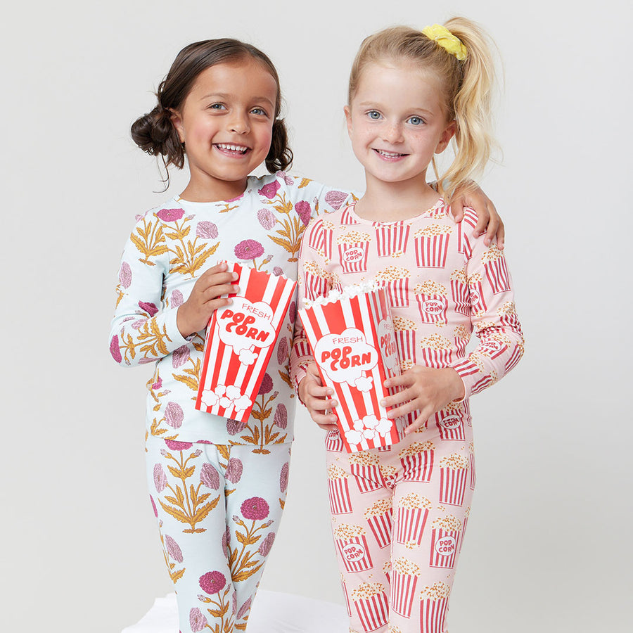 Kids Bamboo PJ Set - Pink Popcorn