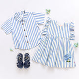 Girls Sarita Dress - Blue Stripe