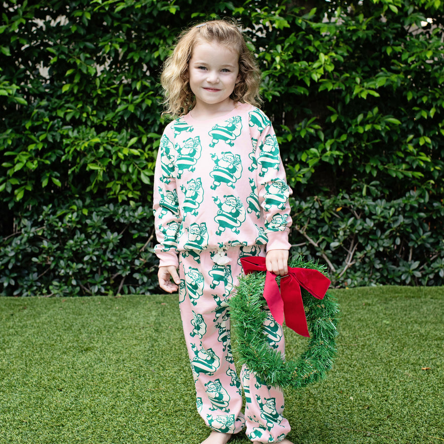 Girls Organic Sweatpant - Holly Jolly Santa