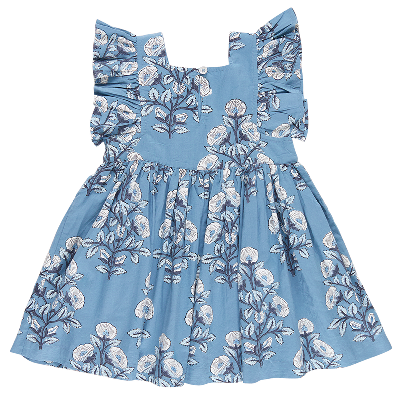 Girls Elsie Dress - Blue Bouquet Floral