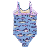 Girls Claire Suit - Blue Multi Fishies