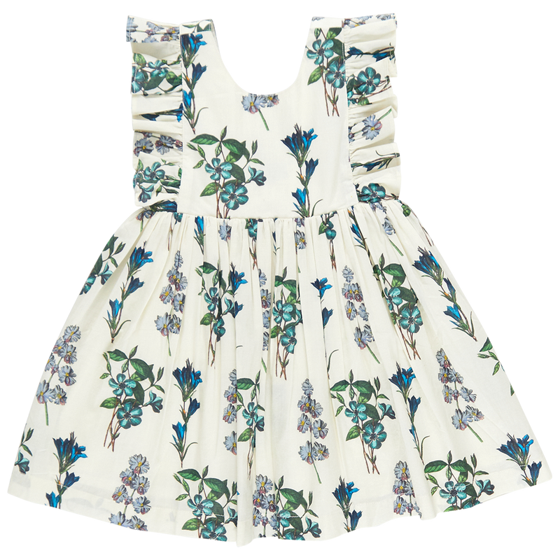 Girls Marceline Dress - Blue Botanical