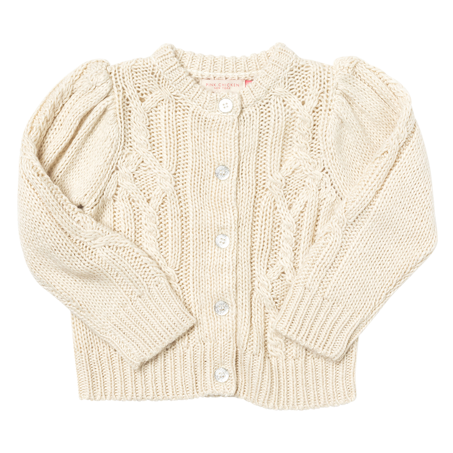 Girls Cable Constance Sweater - Cream